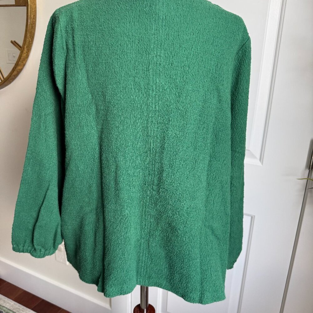 Madewell Textured Long Sleeve V Neck Top Size 2X Green - Picture 3 of 6